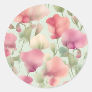 Retro Pastel Sweet Pea Pattern Classic Round Sticker