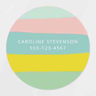  Retro Pastel Wavy Stripe Custom Name Contact Info