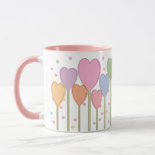 Retro Pastel Whimsical Heart Lollipops Mug