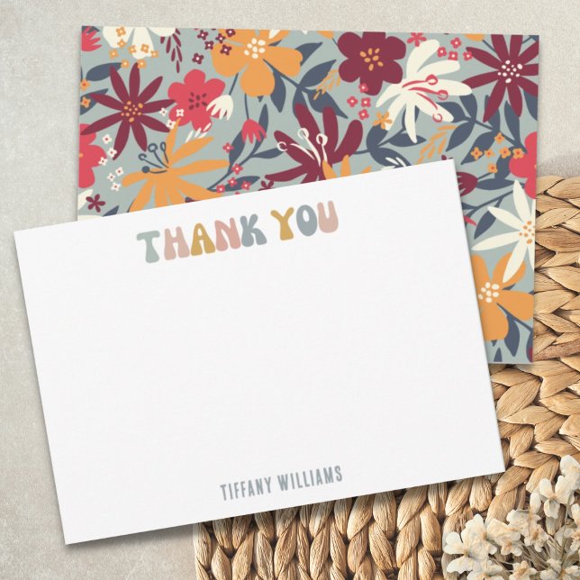 Retro Pastel Wildflower Custom Thank You  Card (Creator Uploaded)