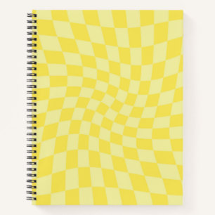 Retro Pastel Yellow Checks Warped Checkered  Notebook