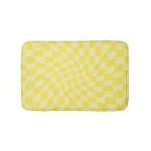 Retro Pastel Yellow Checks Warped Chequerboard  