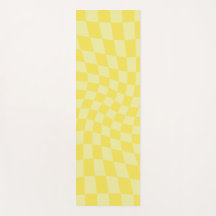 Retro Pastel Yellow Checks Warped Chequerboard   