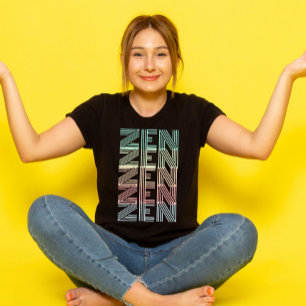 retro pastel ZEN Colorful gradient Yoga black T-Shirt