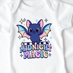 Retro Pastelcore Cute Halloween Bat & Chequerboard Baby Bodysuit