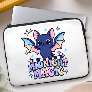 Retro Pastelcore Cute Halloween Bat & Chequerboard Laptop Sleeve