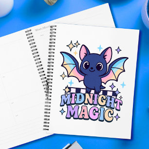 Retro Pastelcore Cute Halloween Bat & Chequerboard Planner