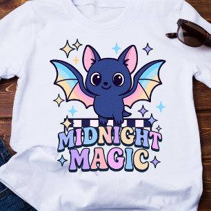 Retro Pastelcore Cute Halloween Bat & Chequerboard T-Shirt