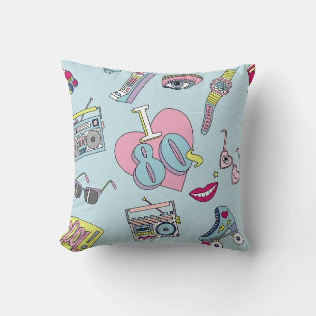 Retro patch badges, 80s-90s style pattern. cushion (Front)