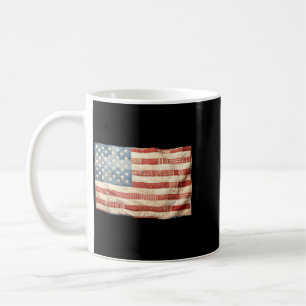 Retro Patchwork Aamerican Flag Patriotic Graphic Coffee Mug