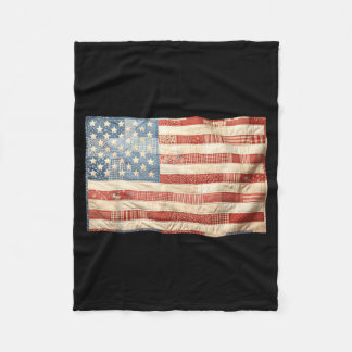 Retro Patchwork Aamerican Flag Patriotic Graphic Fleece Blanket