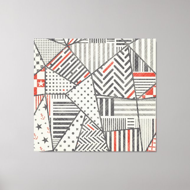 Retro Patchwork: Abstract Geometric Design Canvas Print (Front)