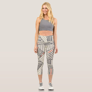 Retro Patchwork: Abstract Geometric Design Capri Leggings