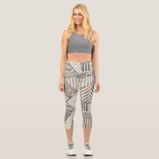 Retro Patchwork: Abstract Geometric Design Capri Leggings