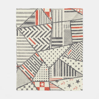 Retro Patchwork: Abstract Geometric Design Fleece Blanket