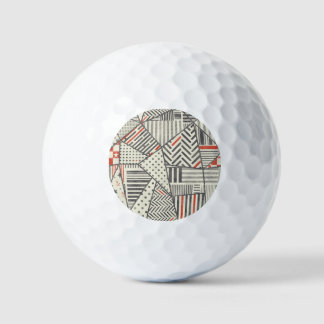 Retro Patchwork: Abstract Geometric Design Golf Balls