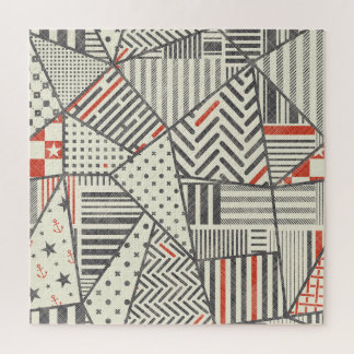 Retro Patchwork: Abstract Geometric Design Jigsaw Puzzle