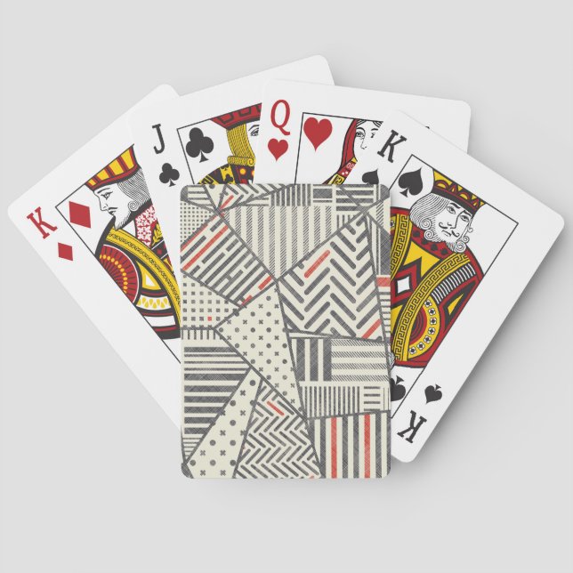 Retro Patchwork: Abstract Geometric Design Playing Cards (Back)