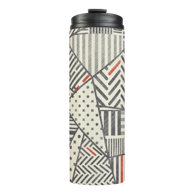 Retro Patchwork: Abstract Geometric Design Thermal Tumbler (Front)