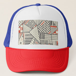 Retro Patchwork: Abstract Geometric Design Trucker Hat