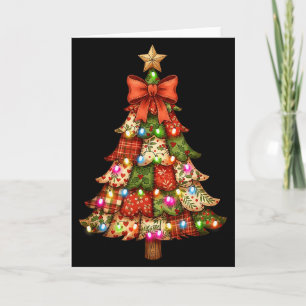 Retro Patchwork Bow Christmas,rustic Country Chris Card