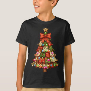 Retro Patchwork Bow Christmas,rustic Country Chris T-Shirt