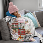 Retro Patchwork Effect Quilt Pattern Photo College Fleece Blanket<br><div class="desc">Create your own Customisable Memories: Personalised Patchwork Fleece Blanket.</div>