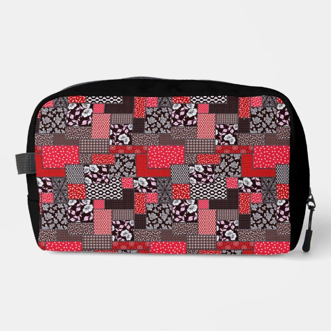 Retro Patchwork Floral Quilt Pattern Dopp Kit (Front)