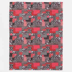 Retro Patchwork Floral Quilt Pattern Fleece Blanket