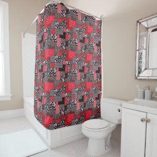 Retro Patchwork Floral Quilt Pattern Shower Curtain