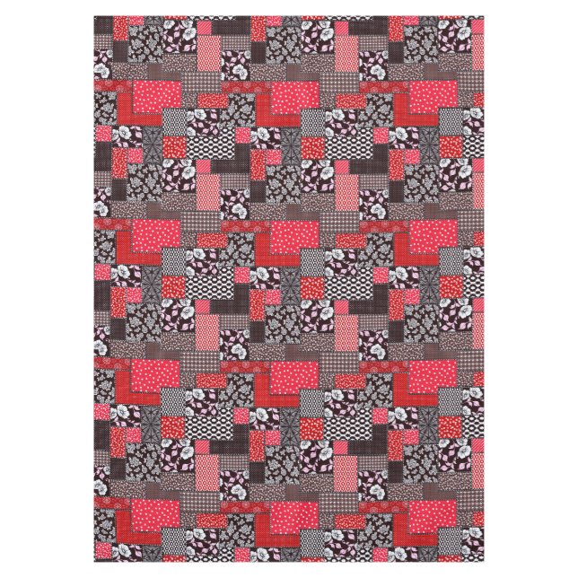 Retro Patchwork Floral Quilt Pattern Tablecloth (Front)