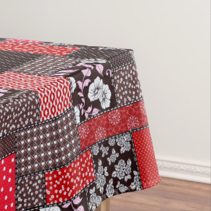 Retro Patchwork Floral Quilt Pattern Tablecloth