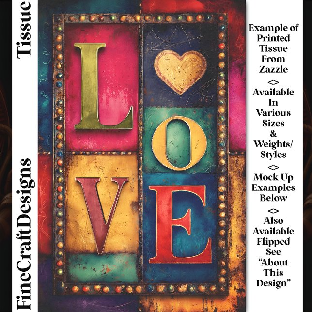 Retro Patchwork “LOVE” Panel Sign DP9F Decoupage Tissue Paper (Creator Uploaded)