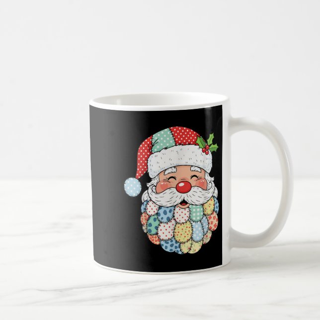 Retro Patchwork Santa Claus Christmas Preppy Xmas  Coffee Mug (Right)