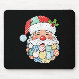 Retro Patchwork Santa Claus Christmas Preppy Xmas Mouse Mat