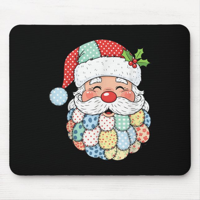 Retro Patchwork Santa Claus Christmas Preppy Xmas  Mouse Mat (Front)