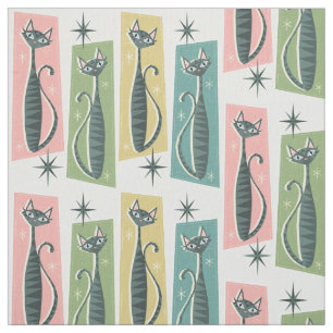 Retro Patchwork Tabbies ©studioxtine 2019 Fabric