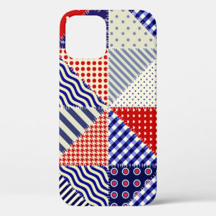 Retro Patchwork Triangles Nautical Style iPhone 12 Case