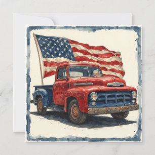 Retro Patriot Auto: Vintage  Glory Holiday Card