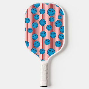 Retro Patriot Smiley Face Pickleball Paddle