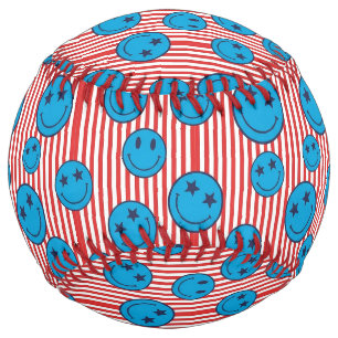 Retro Patriot Smiley Face Softball
