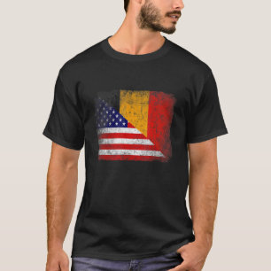 Retro Patriotic American Belgium Flag Distressed T-Shirt