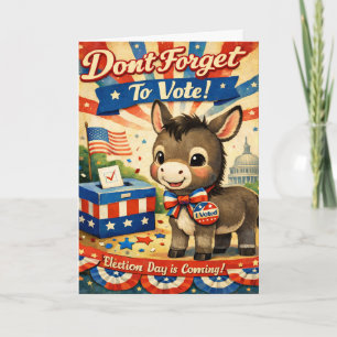 Retro Patriotic Donkey Vote Reminder Card