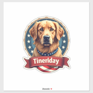 Retro Patriotic Golden Retriever Engraving Tee