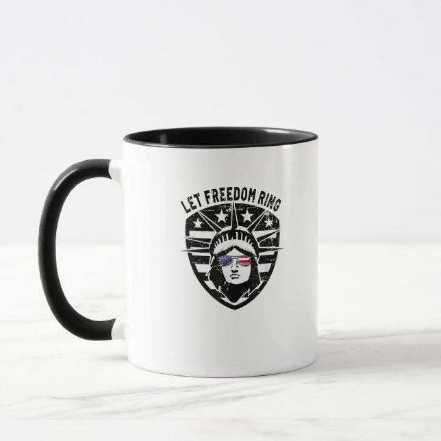 Retro Patriotic Let Freedom Ring July 4th Mug (Left)