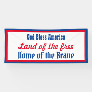 Retro Patriotic Red Blue White God Bless America Banner