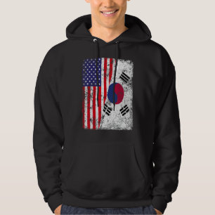Retro Patriotic Usa American Flag South Korea Flag Hoodie