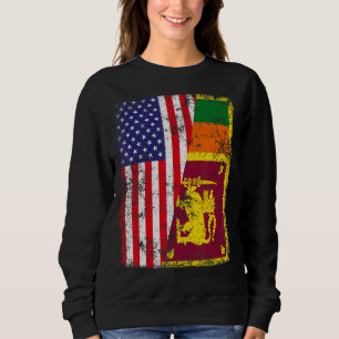 Retro Patriotic Usa American Flag Sri Lanka Flag 1 Sweatshirt