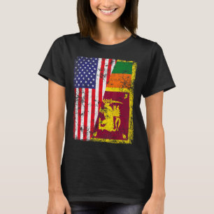 Retro Patriotic Usa American Flag Sri Lanka Flag 1 T-Shirt