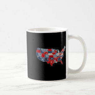Retro patriotic usa map patchwork vintage america coffee mug